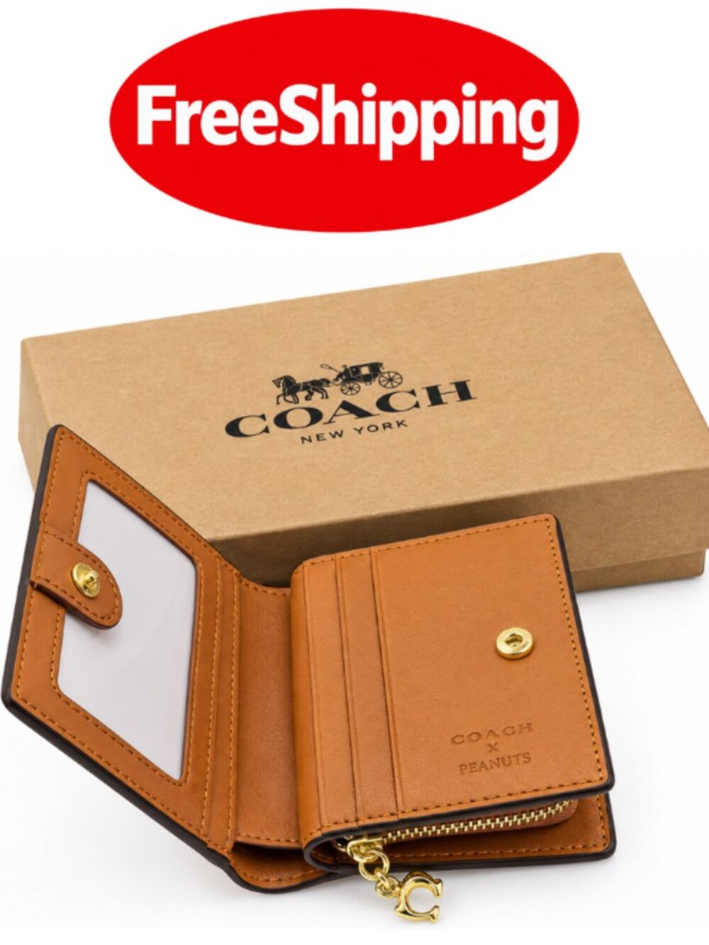 NWT Coach X Peanuts Snap Wallet – Signature Canvas with Snoopy Print